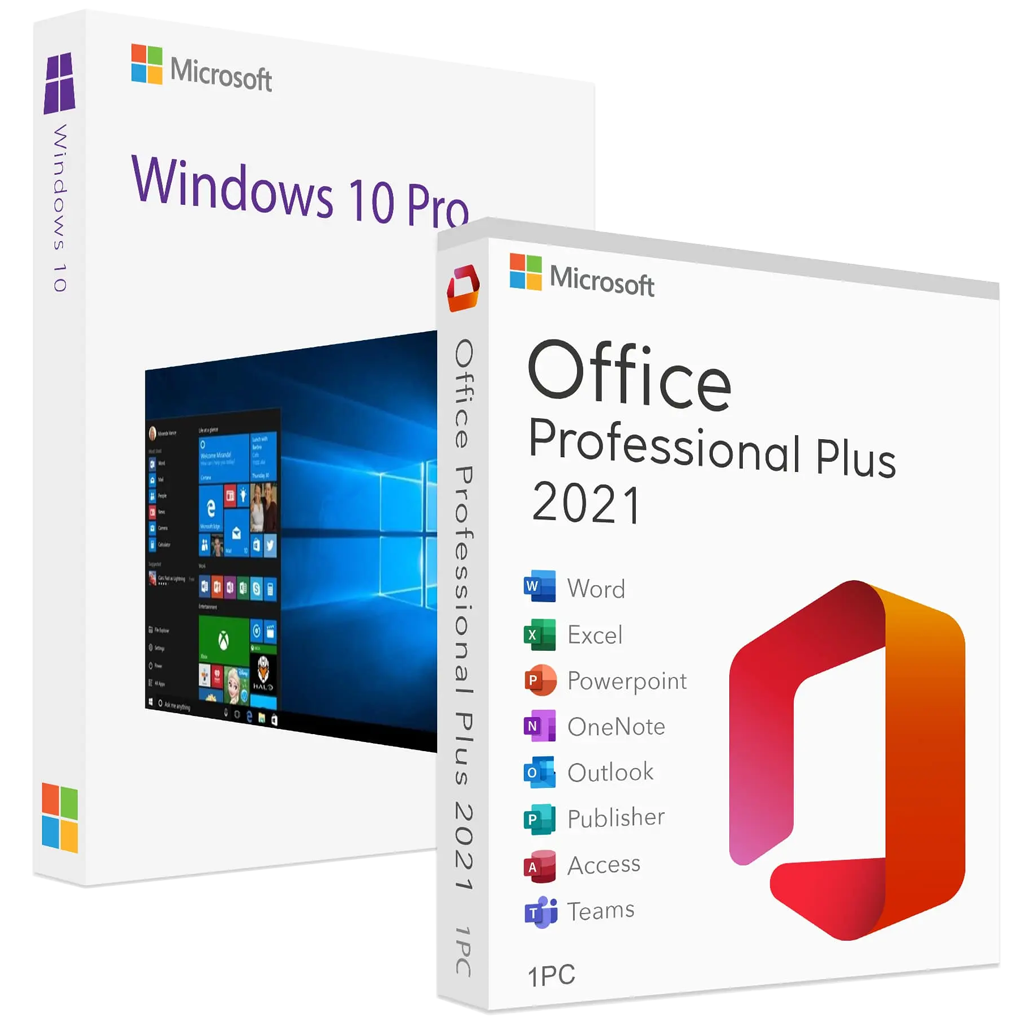 Microsoft Windows 10 Pro + Microsoft Office 2021 Professional Plus Bundle